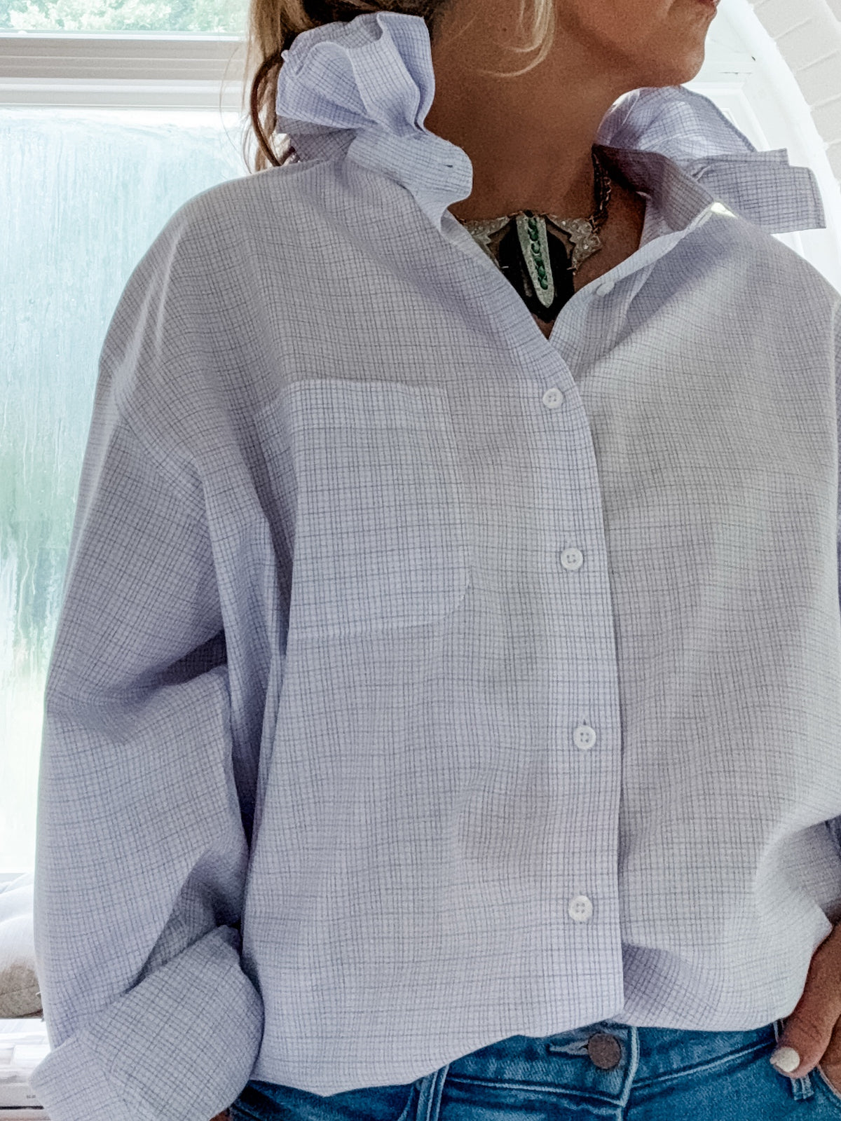 lavender + blue tiny plaid