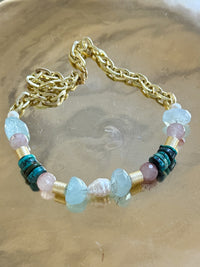 aquamarine + quartz + turquoise + pearl