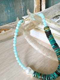 turquoise + opal + pearl