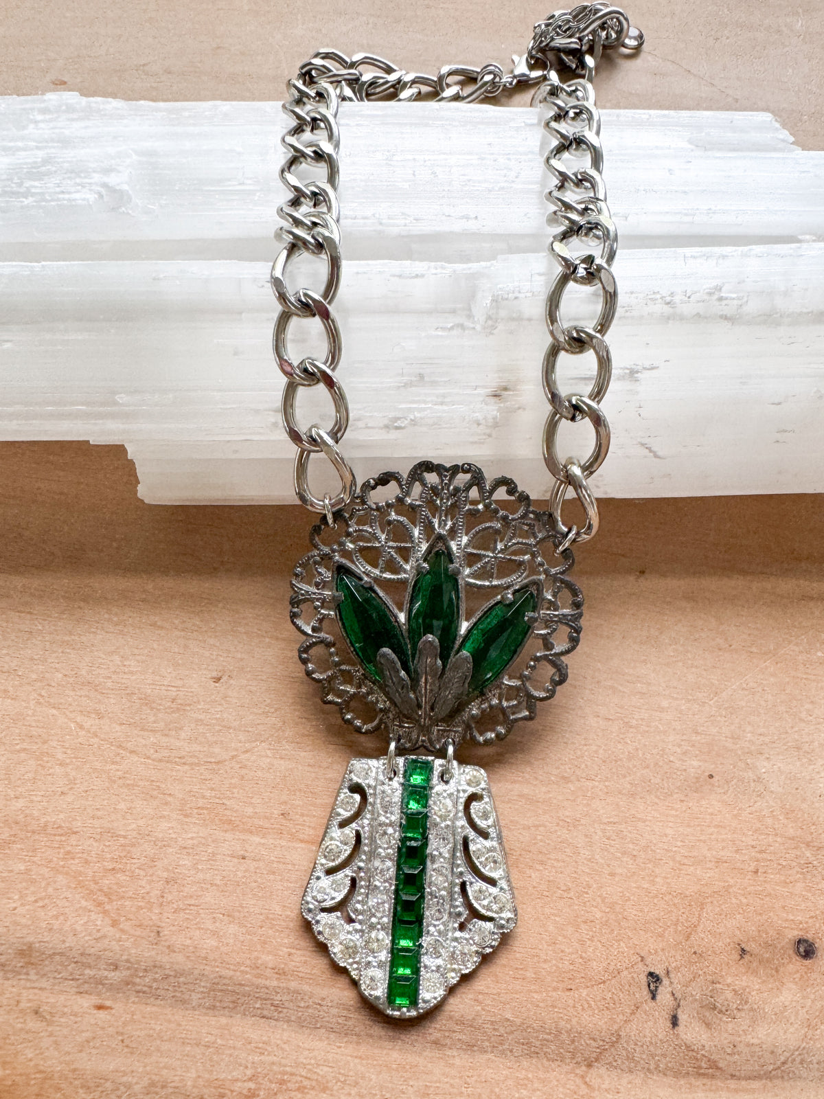 vintage emerald + rhinestone
