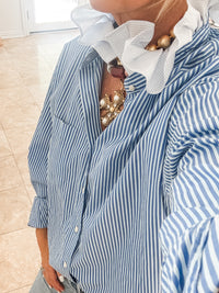 blue striped + blue paid collar