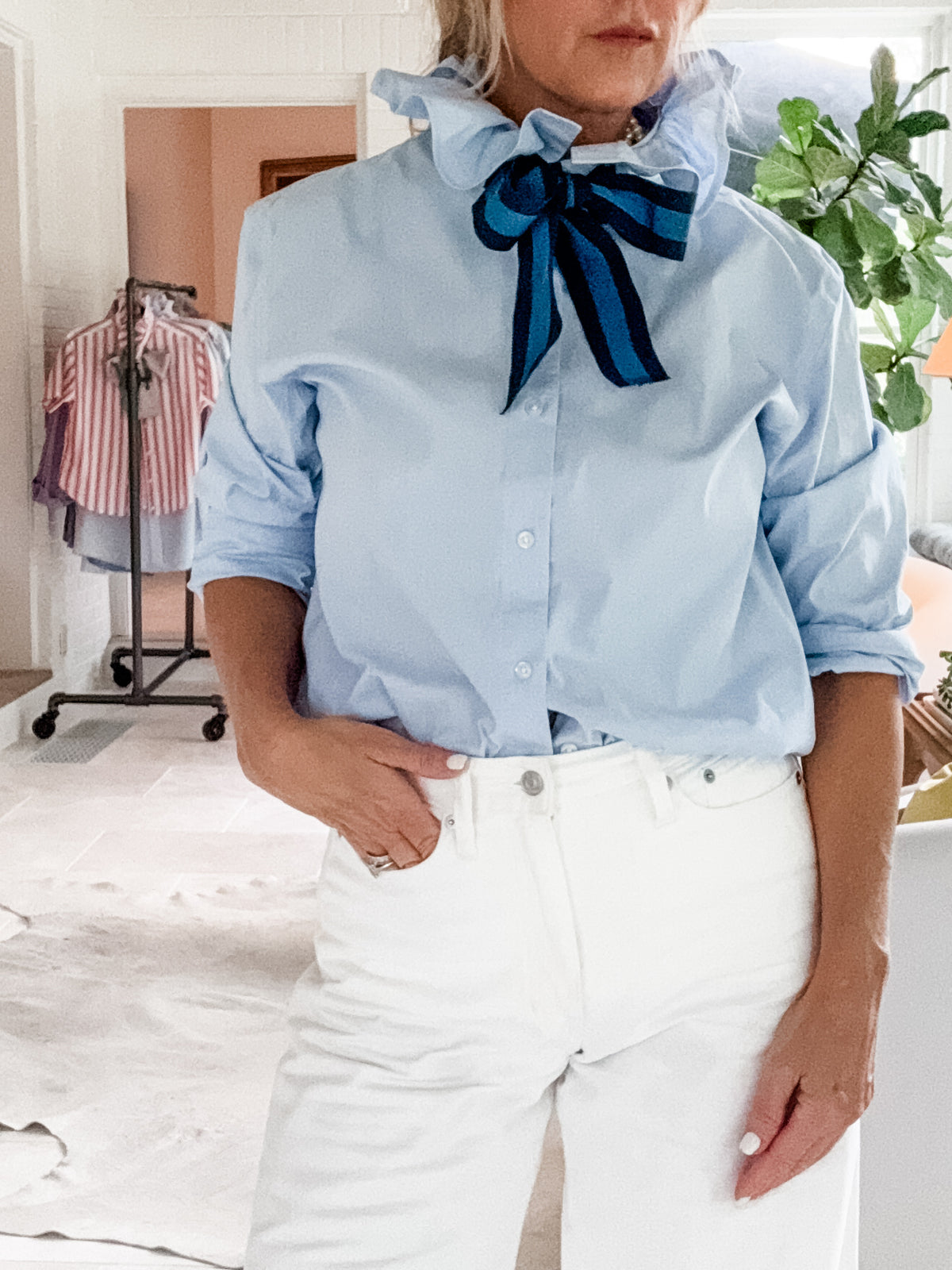 blue + blue striped tie