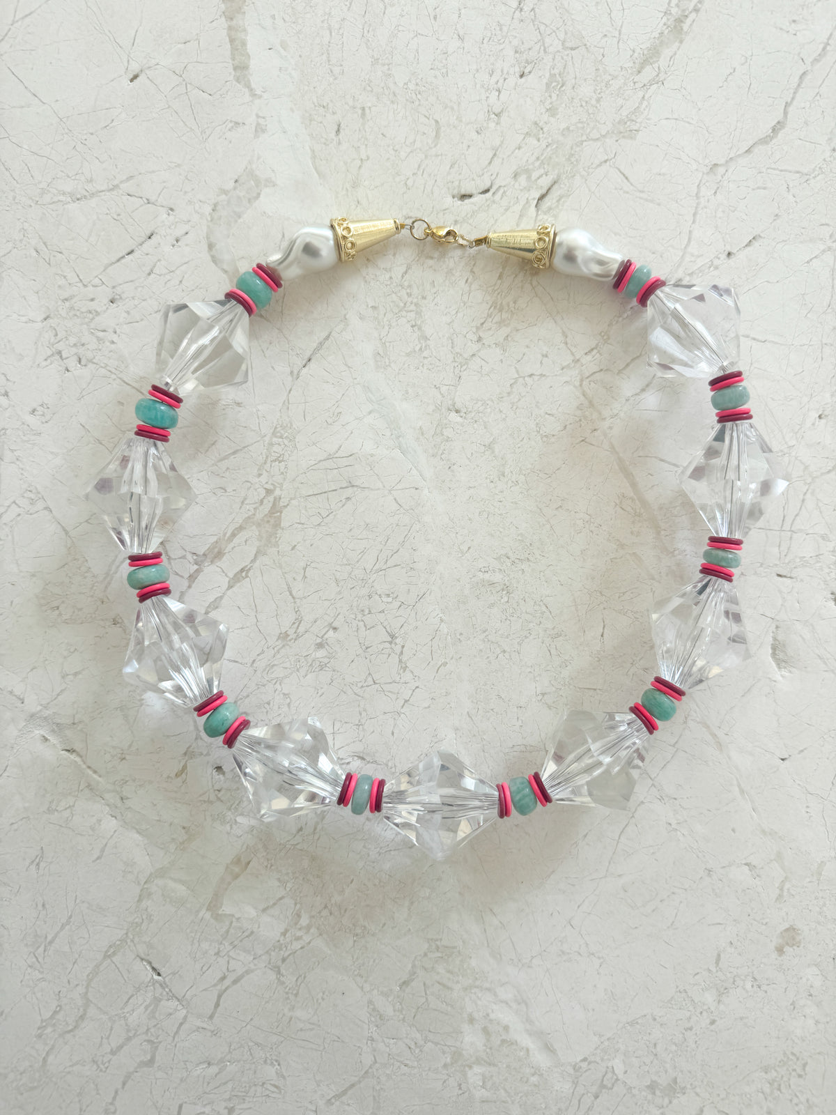 lucite marquis pink + red + mint
