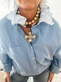 blue striped + blue paid collar