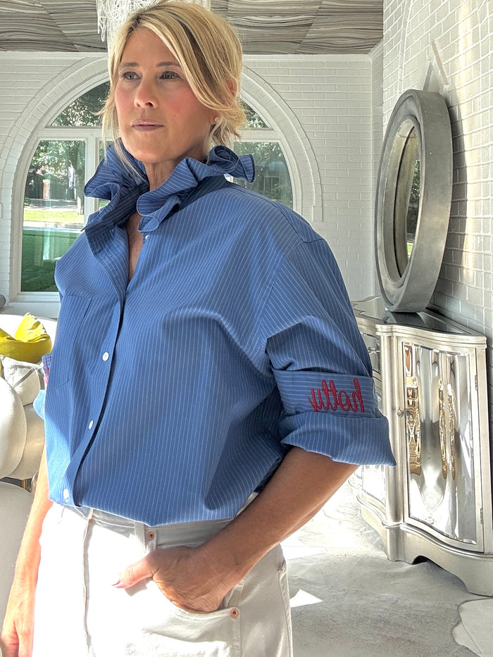 blue + white striped hotty toddy