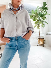 brown + blue tiny plaid