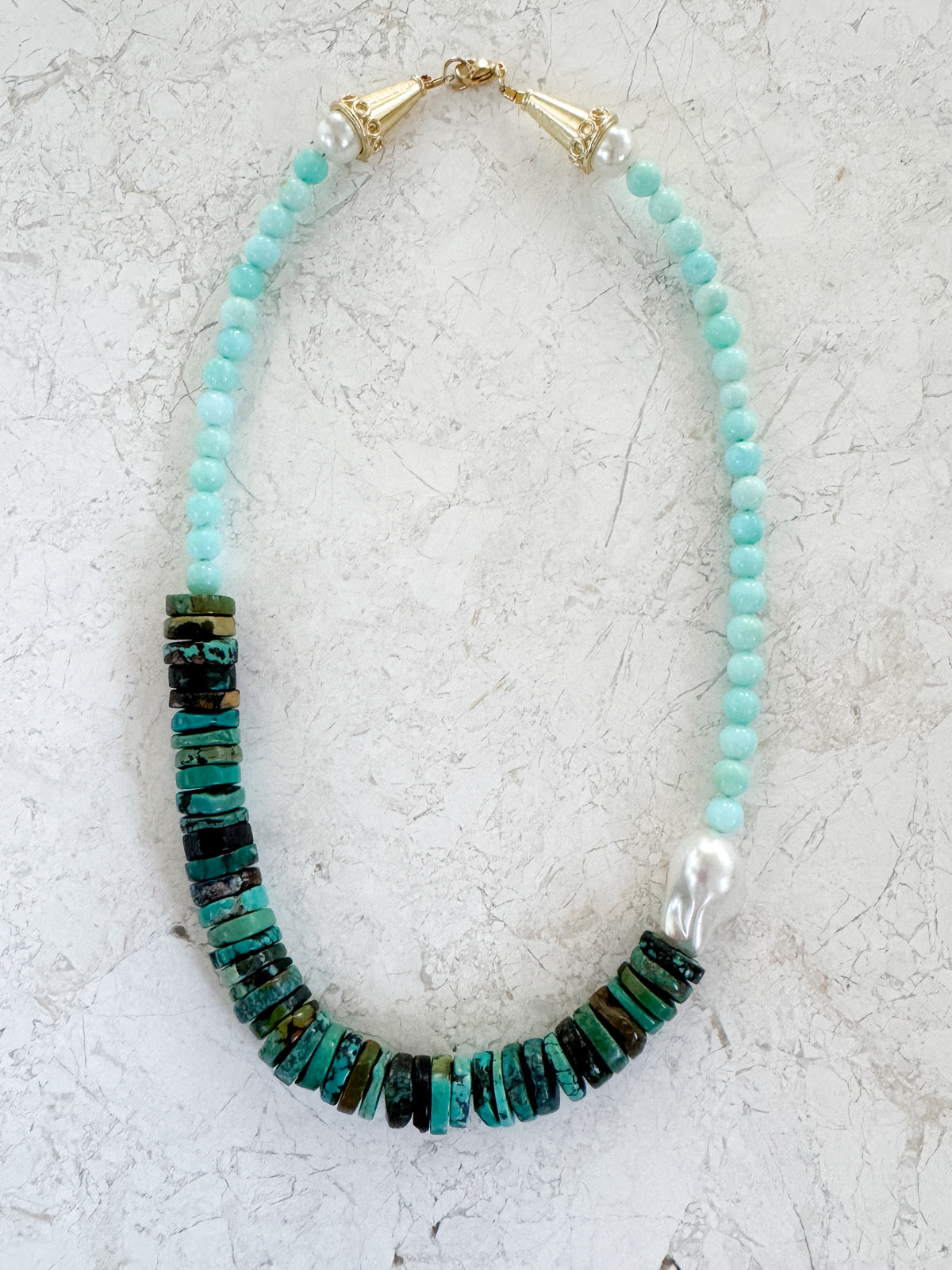 turquoise + opal + pearl