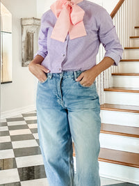 pink bow + purple stripe