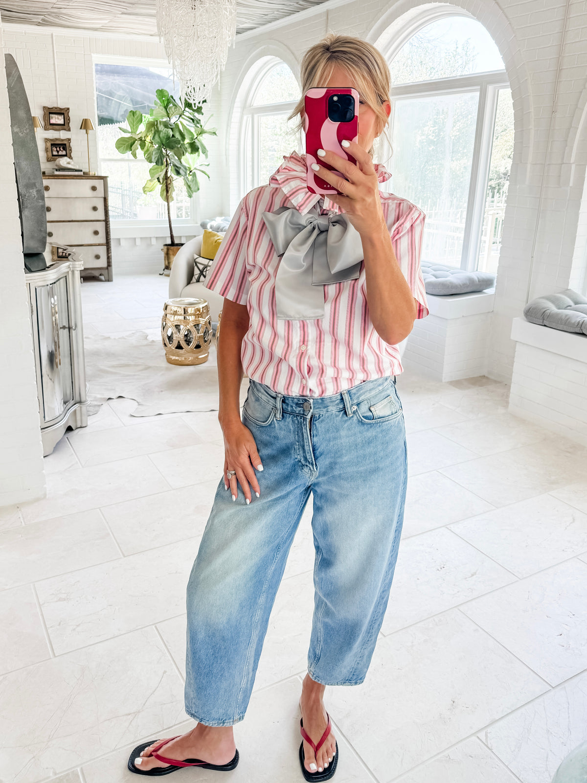 pink summer striped