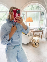 pearl snap blue + stripes