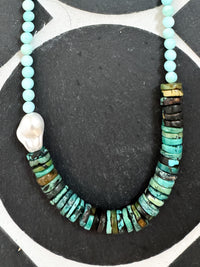 turquoise + opal + pearl