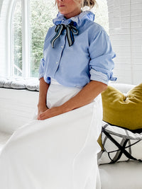 blue + striped bow