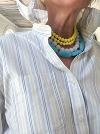 blue + yellow + grey stripe