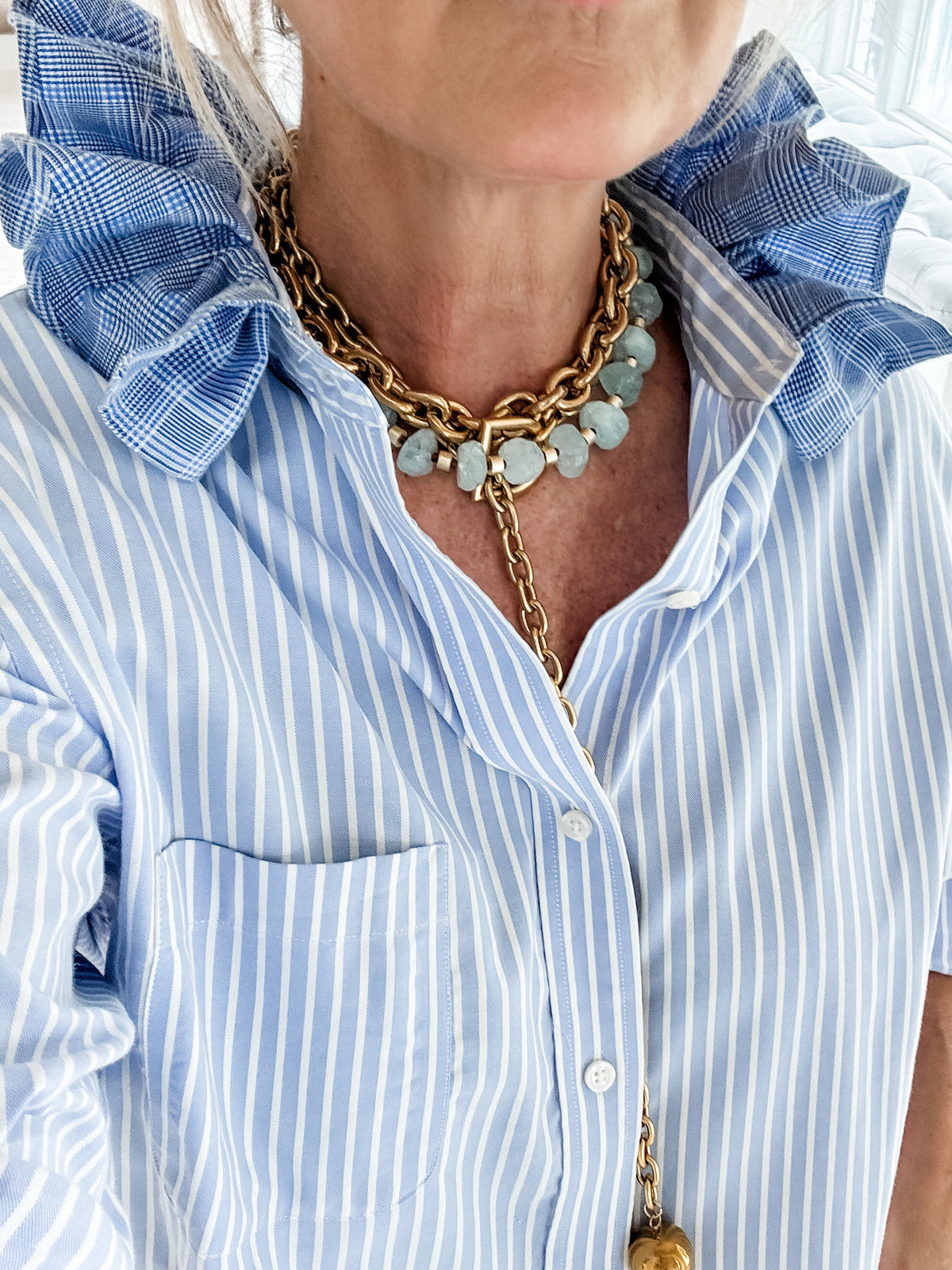 blue stripe + blue plaid