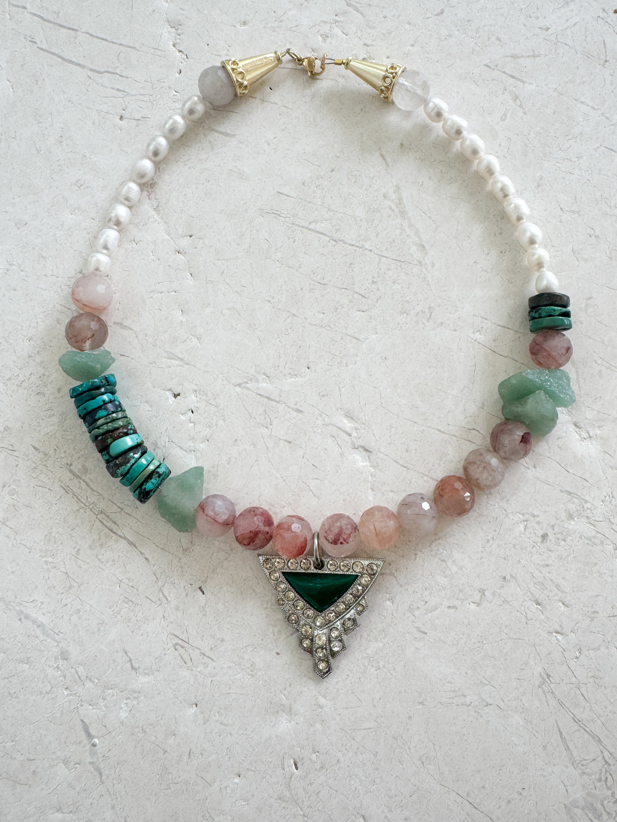 vintage pendant + quartz + turquoise