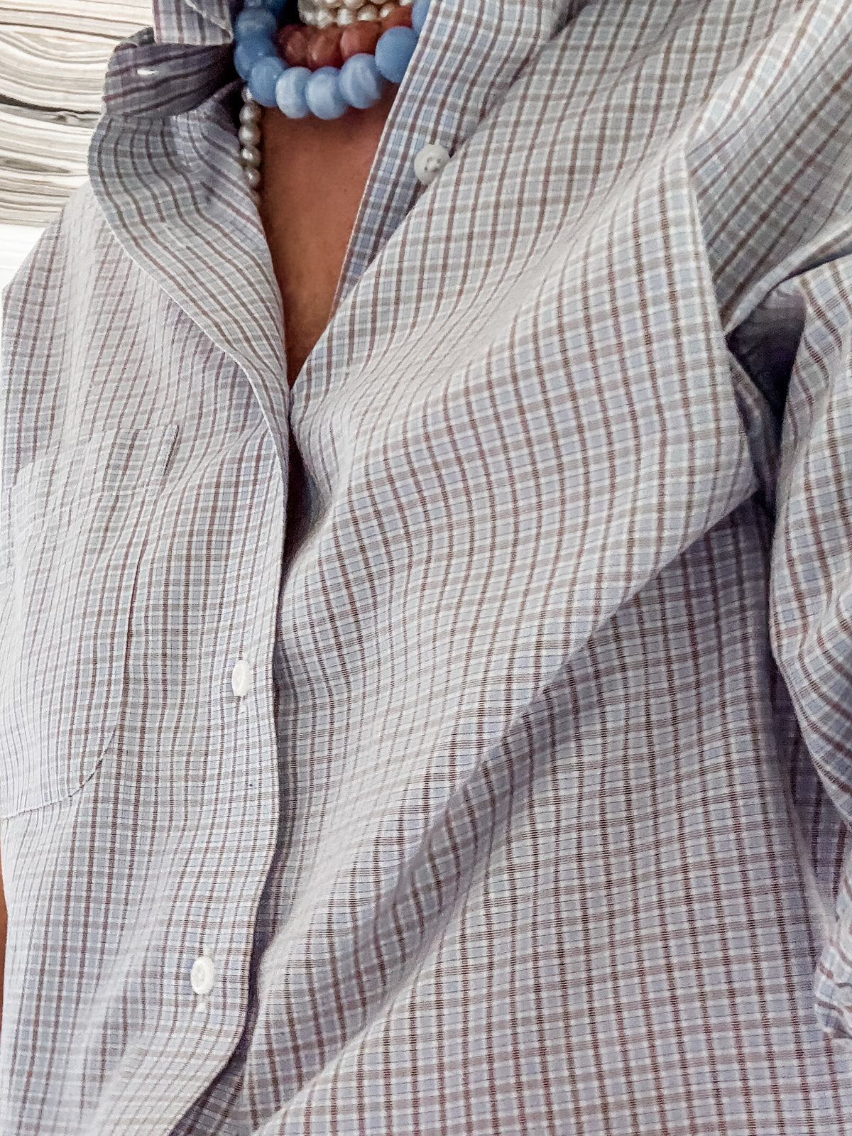 brown + blue tiny plaid