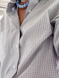 brown + blue tiny plaid