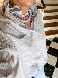brown + blue tiny plaid