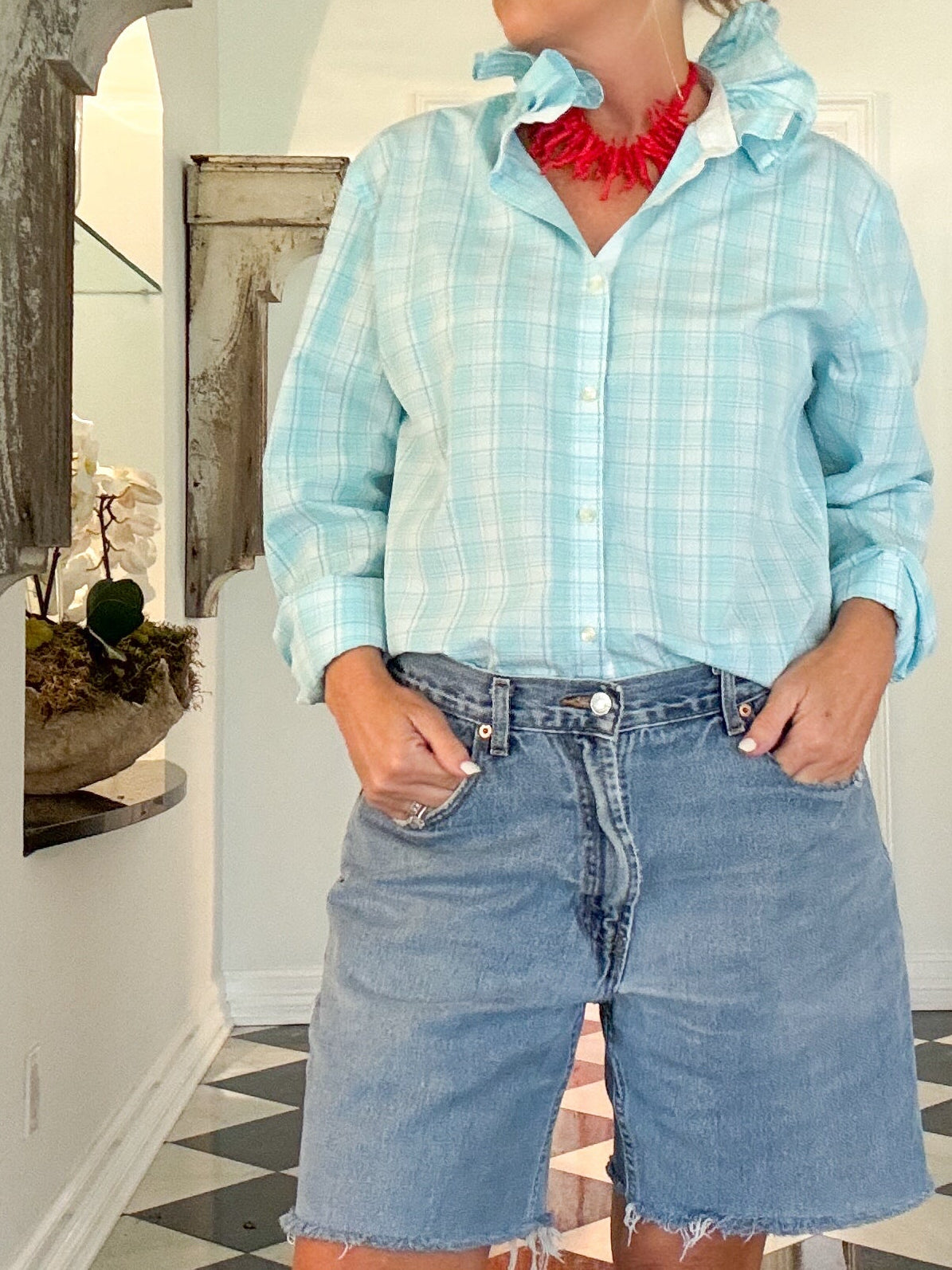 turquoise plaid