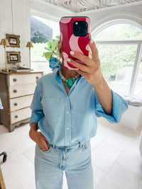 ocean blue tiny check