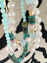 aquamarine + quartz + turquoise + pearl