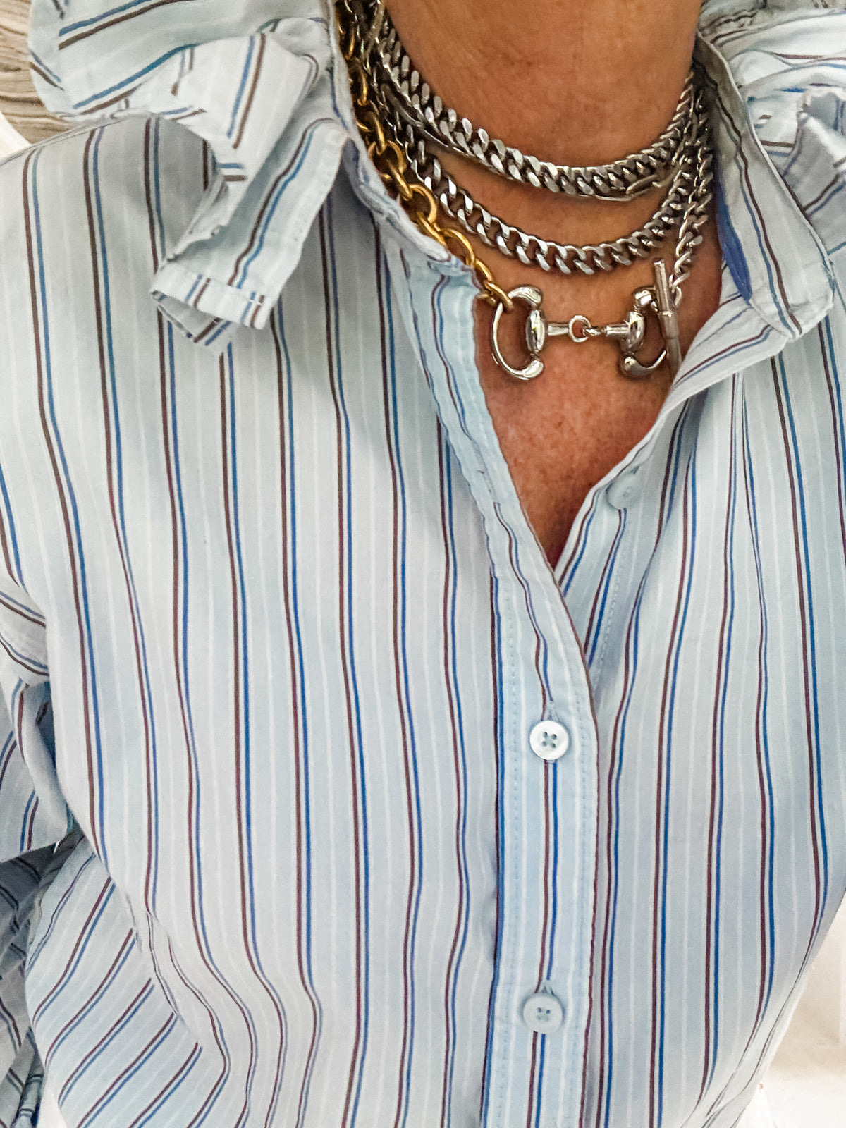 blue with brown + blue pin stripe