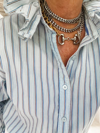 blue with brown + blue pin stripe