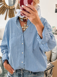 blue striped + blue paid collar