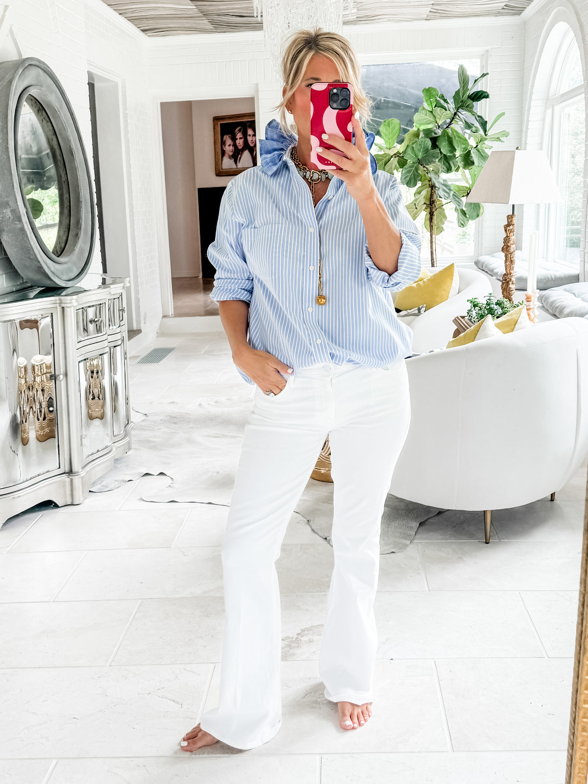 blue stripe + blue plaid