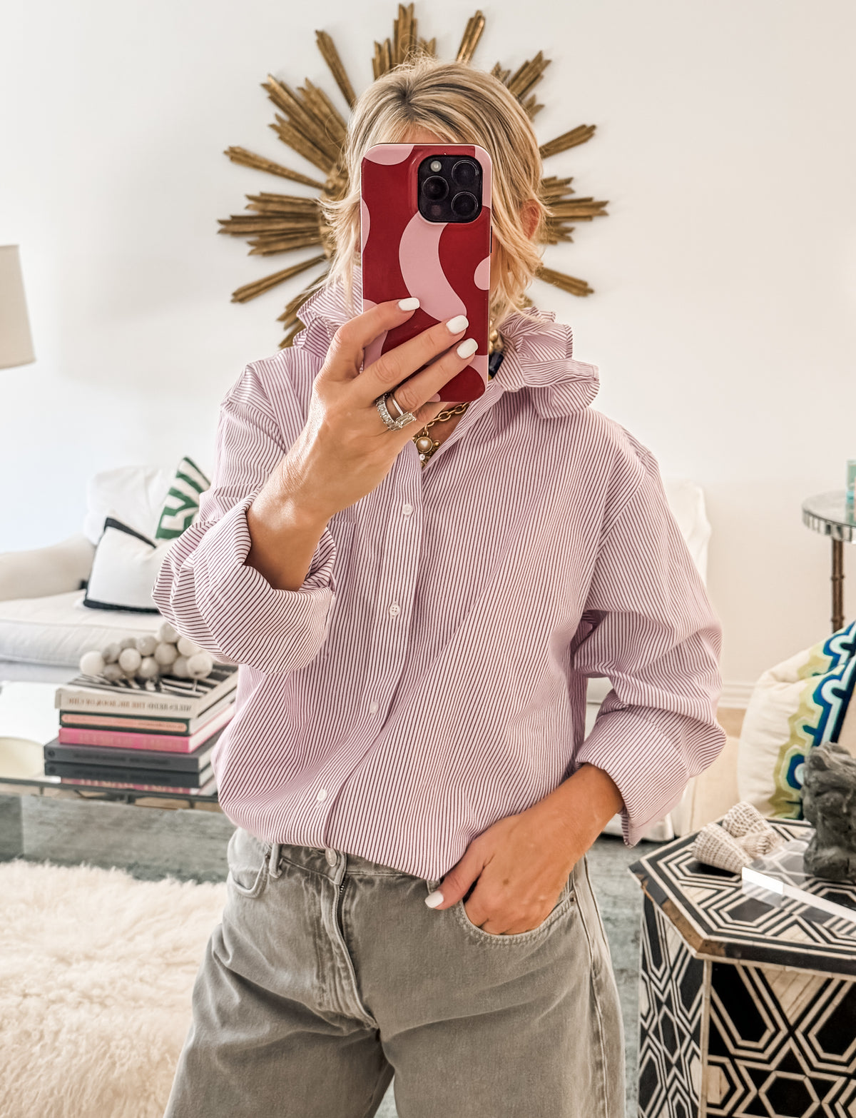 burgundy striped