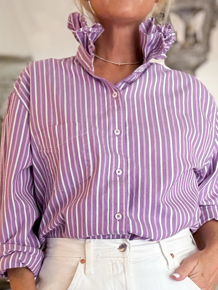 purple + white striped