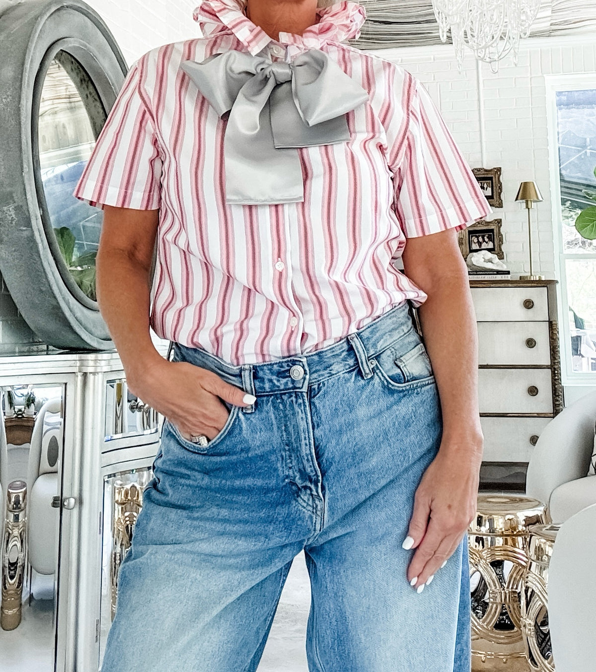 pink summer striped