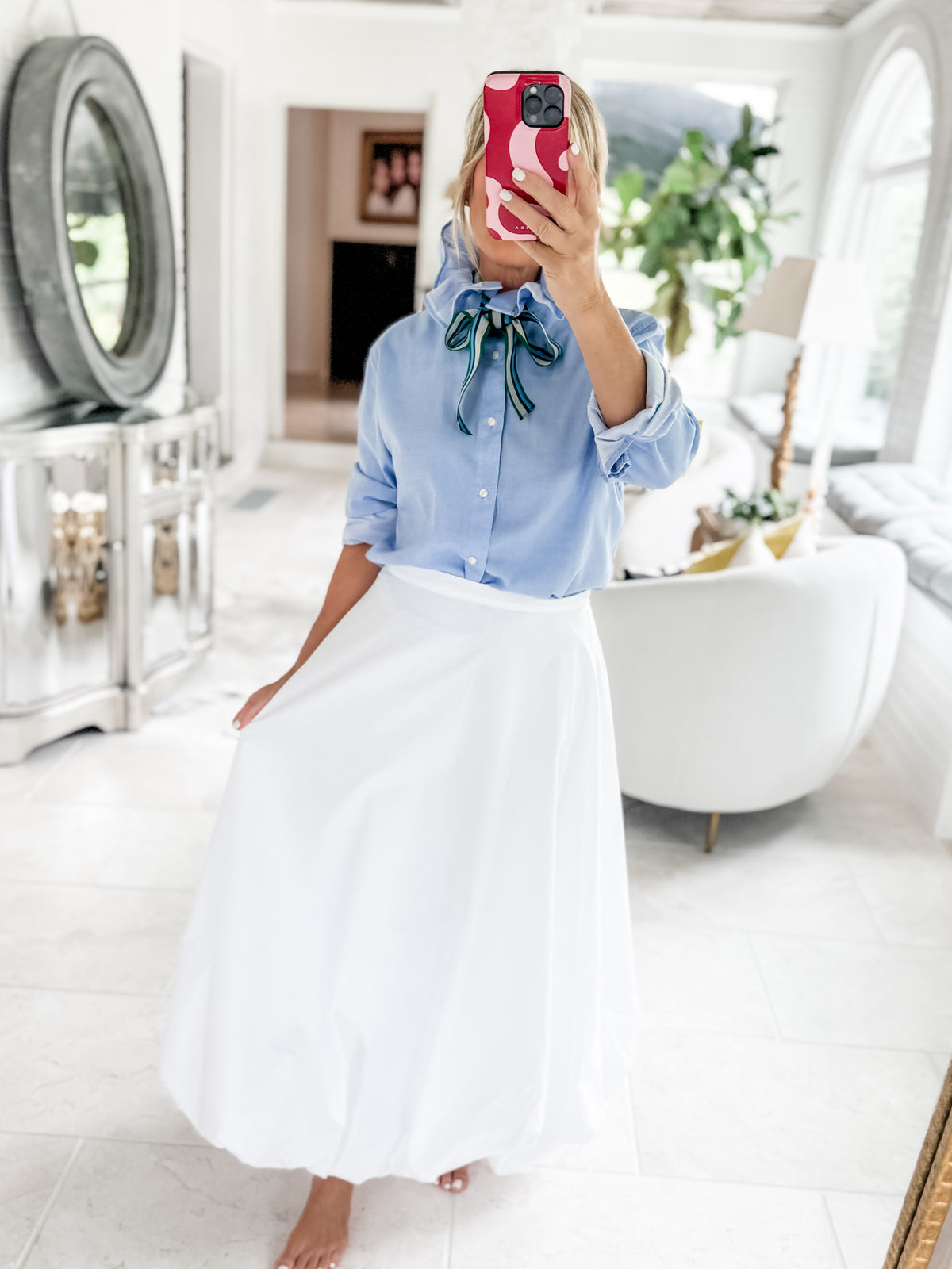 blue + striped bow